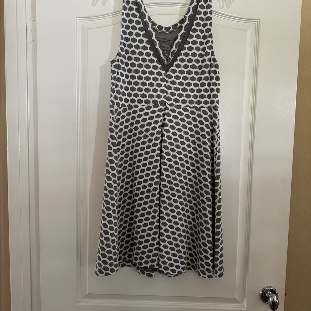 Elegant Gray Polka Dot Midi Dress